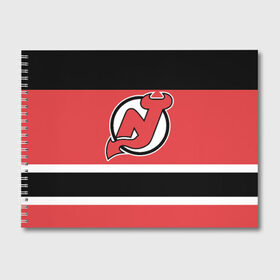 Альбом для рисования с принтом New Jersey Devils , 100% бумага
 | матовая бумага, плотность 200 мг. | Тематика изображения на принте: hockey | new jersey devils | nhl | нхл | спорт | хоккей