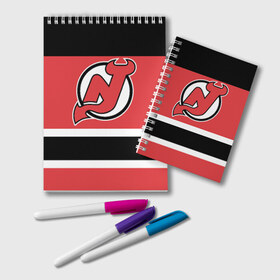 Блокнот с принтом New Jersey Devils , 100% бумага | 48 листов, плотность листов — 60 г/м2, плотность картонной обложки — 250 г/м2. Листы скреплены удобной пружинной спиралью. Цвет линий — светло-серый
 | Тематика изображения на принте: hockey | new jersey devils | nhl | нхл | спорт | хоккей