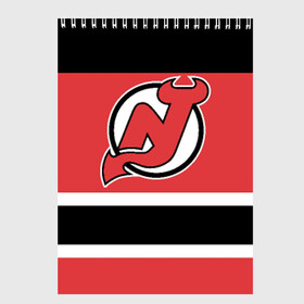 Скетчбук с принтом New Jersey Devils , 100% бумага
 | 48 листов, плотность листов — 100 г/м2, плотность картонной обложки — 250 г/м2. Листы скреплены сверху удобной пружинной спиралью | hockey | new jersey devils | nhl | нхл | спорт | хоккей