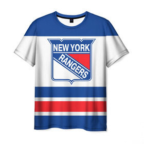 Мужская футболка 3D с принтом New York Rangers , 100% полиэфир | прямой крой, круглый вырез горловины, длина до линии бедер | hockey | new york rangers | nhl | нхл | спорт | хоккей