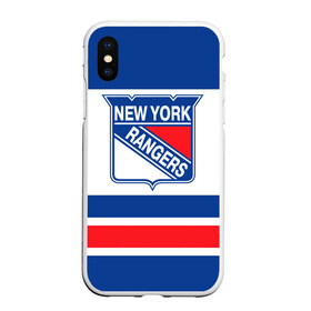 Чехол для iPhone XS Max матовый с принтом New York Rangers , Силикон | Область печати: задняя сторона чехла, без боковых панелей | Тематика изображения на принте: hockey | new york rangers | nhl | нхл | спорт | хоккей