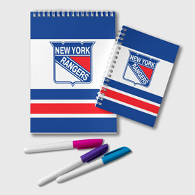 Блокнот с принтом New York Rangers , 100% бумага | 48 листов, плотность листов — 60 г/м2, плотность картонной обложки — 250 г/м2. Листы скреплены удобной пружинной спиралью. Цвет линий — светло-серый
 | Тематика изображения на принте: hockey | new york rangers | nhl | нхл | спорт | хоккей