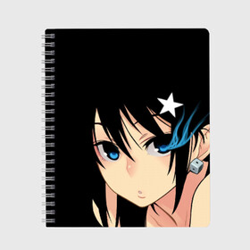 Тетрадь с принтом Black Rock Shooter , 100% бумага | 48 листов, плотность листов — 60 г/м2, плотность картонной обложки — 250 г/м2. Листы скреплены сбоку удобной пружинной спиралью. Уголки страниц и обложки скругленные. Цвет линий — светло-серый
 | black rock shooter | mato kuroy | мато куроймато курой