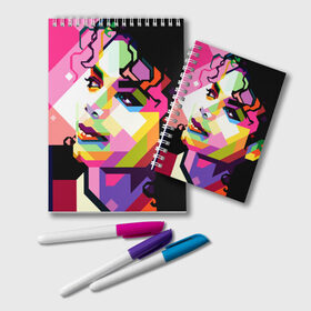Блокнот с принтом Майкл Джексон , 100% бумага | 48 листов, плотность листов — 60 г/м2, плотность картонной обложки — 250 г/м2. Листы скреплены удобной пружинной спиралью. Цвет линий — светло-серый
 | michael jackson | майкл джексон | поп арт | портрет