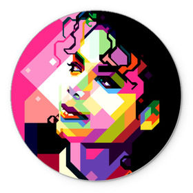 Коврик круглый с принтом Майкл Джексон , резина и полиэстер | круглая форма, изображение наносится на всю лицевую часть | michael jackson | майкл джексон | поп арт | портрет
