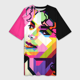 Платье-футболка 3D с принтом Майкл Джексон ,  |  | michael jackson | майкл джексон | поп арт | портрет