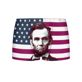 Мужские трусы 3D с принтом Авраам Линкольн , 50% хлопок, 50% полиэстер | классическая посадка, на поясе мягкая тканевая резинка | авраам линкольн | президент | сша | флаг