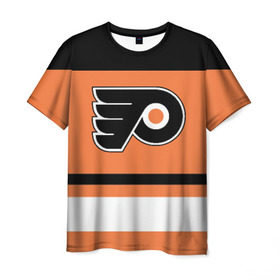 Мужская футболка 3D с принтом Philadelphia Flyers , 100% полиэфир | прямой крой, круглый вырез горловины, длина до линии бедер | Тематика изображения на принте: hockey | nhl | philadelphia flyers | нхл | хоккей
