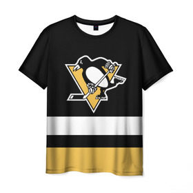 Мужская футболка 3D с принтом Pittsburgh Penguins , 100% полиэфир | прямой крой, круглый вырез горловины, длина до линии бедер | hockey | nhl | pittsburgh penguins | нхл | хоккей