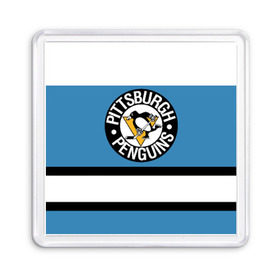 Магнит 55*55 с принтом Pittsburgh Penguins blue , Пластик | Размер: 65*65 мм; Размер печати: 55*55 мм | Тематика изображения на принте: hockey | nhl | pittsburgh penguins | нхл | хоккей