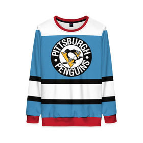 Женский свитшот 3D с принтом Pittsburgh Penguins blue , 100% полиэстер с мягким внутренним слоем | круглый вырез горловины, мягкая резинка на манжетах и поясе, свободная посадка по фигуре | hockey | nhl | pittsburgh penguins | нхл | хоккей