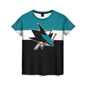 Женская футболка 3D с принтом San Jose Sharks , 100% полиэфир ( синтетическое хлопкоподобное полотно) | прямой крой, круглый вырез горловины, длина до линии бедер | Тематика изображения на принте: hockey | nhl | san jose sharks | нхл | спорт | хоккей