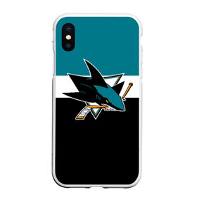 Чехол для iPhone XS Max матовый с принтом San Jose Sharks , Силикон | Область печати: задняя сторона чехла, без боковых панелей | Тематика изображения на принте: hockey | nhl | san jose sharks | нхл | спорт | хоккей