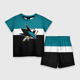 Детский костюм с шортами 3D с принтом San Jose Sharks ,  |  | hockey | nhl | san jose sharks | нхл | спорт | хоккей