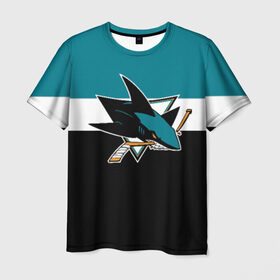 Мужская футболка 3D с принтом San Jose Sharks , 100% полиэфир | прямой крой, круглый вырез горловины, длина до линии бедер | Тематика изображения на принте: hockey | nhl | san jose sharks | нхл | спорт | хоккей