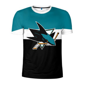 Мужская футболка 3D спортивная с принтом San Jose Sharks , 100% полиэстер с улучшенными характеристиками | приталенный силуэт, круглая горловина, широкие плечи, сужается к линии бедра | hockey | nhl | san jose sharks | нхл | спорт | хоккей