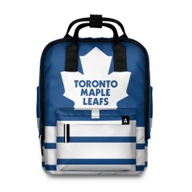 Женский рюкзак 3D с принтом Toronto Maple Leafs , 100% полиэстер | лямки с регулируемой длиной, сверху ручки, чтобы рюкзак нести как сумку. Основное отделение закрывается на молнию, как и внешний карман. Внутри два дополнительных кармана, один из которых закрывается на молнию. По бокам два дополнительных кармашка, куда поместится маленькая бутылочка
 | Тематика изображения на принте: hockey | nhl | toronto maple leafs | нхл | хоккей