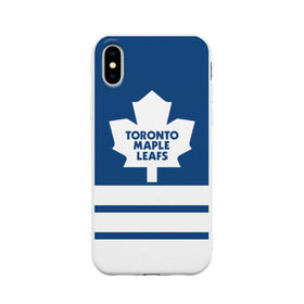 Чехол для Apple iPhone X силиконовый матовый с принтом Toronto Maple Leafs , Силикон | Печать на задней стороне чехла, без боковой панели | hockey | nhl | toronto maple leafs | нхл | хоккей