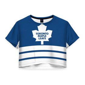 Женская футболка 3D укороченная с принтом Toronto Maple Leafs , 100% полиэстер | круглая горловина, длина футболки до линии талии, рукава с отворотами | hockey | nhl | toronto maple leafs | нхл | хоккей