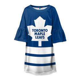 Детское платье 3D с принтом Toronto Maple Leafs , 100% полиэстер | прямой силуэт, чуть расширенный к низу. Круглая горловина, на рукавах — воланы | hockey | nhl | toronto maple leafs | нхл | хоккей