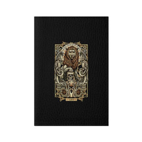 Обложка для паспорта матовая кожа с принтом Лев , натуральная матовая кожа | размер 19,3 х 13,7 см; прозрачные пластиковые крепления | leo | арт | гороскоп | знаки зодиака | лев | череп