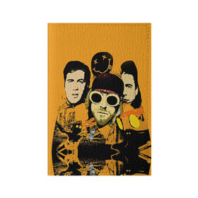 Обложка для паспорта матовая кожа с принтом Nirvana , натуральная матовая кожа | размер 19,3 х 13,7 см; прозрачные пластиковые крепления | Тематика изображения на принте: cobain | curt | nirvana | rock | группа | кобейн | курт | нирвана | рок