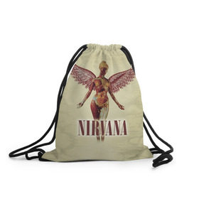 Рюкзак-мешок 3D с принтом Nirvana , 100% полиэстер | плотность ткани — 200 г/м2, размер — 35 х 45 см; лямки — толстые шнурки, застежка на шнуровке, без карманов и подкладки | cobain | curt | nirvana | rock | группа | кобейн | курт | нирвана | рок