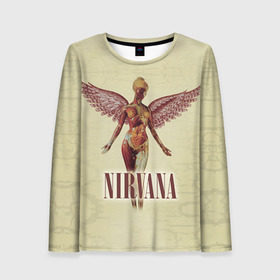 Женский лонгслив 3D с принтом Nirvana , 100% полиэстер | длинные рукава, круглый вырез горловины, полуприлегающий силуэт | cobain | curt | nirvana | rock | группа | кобейн | курт | нирвана | рок