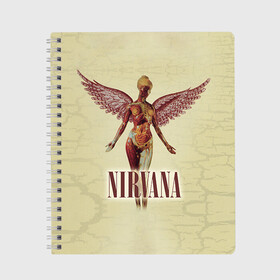 Тетрадь с принтом Nirvana , 100% бумага | 48 листов, плотность листов — 60 г/м2, плотность картонной обложки — 250 г/м2. Листы скреплены сбоку удобной пружинной спиралью. Уголки страниц и обложки скругленные. Цвет линий — светло-серый
 | cobain | curt | nirvana | rock | группа | кобейн | курт | нирвана | рок