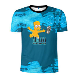 Мужская футболка 3D спортивная с принтом Nirvana & Simpson , 100% полиэстер с улучшенными характеристиками | приталенный силуэт, круглая горловина, широкие плечи, сужается к линии бедра | cobain | curt | nirvana | rock | группа | кобейн | курт | нирвана | рок