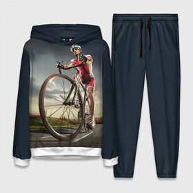 Женский костюм 3D (с толстовкой) с принтом Велогонщик ,  |  | extreme | вело | велосипед | шоссейный велосипед | экстрим