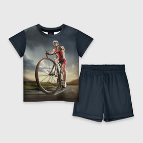 Детский костюм с шортами 3D с принтом МТБ ,  |  | Тематика изображения на принте: extreme | вело | велосипед | шоссейный велосипед | экстрим