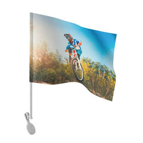 Флаг для автомобиля с принтом МТБ , 100% полиэстер | Размер: 30*21 см | Тематика изображения на принте: extreme | вело | велосипед | маунтинбайк | мтб | экстрим