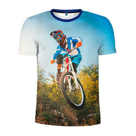 Мужская футболка 3D спортивная с принтом МТБ , 100% полиэстер с улучшенными характеристиками | приталенный силуэт, круглая горловина, широкие плечи, сужается к линии бедра | extreme | вело | велосипед | маунтинбайк | мтб | экстрим