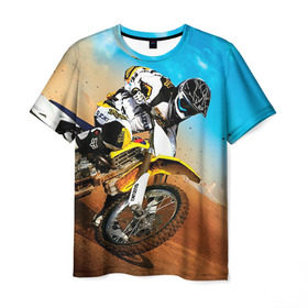 Мужская футболка 3D с принтом Эндуро , 100% полиэфир | прямой крой, круглый вырез горловины, длина до линии бедер | extreme | мото | мотокросс | мотоцикл | спорт | экстрим