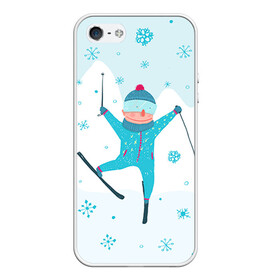 Чехол для iPhone 5/5S матовый с принтом Лыжник , Силикон | Область печати: задняя сторона чехла, без боковых панелей | extreme | ski | skiing | горнолыжное | горные лыжи | лыжник | фристайл | экстрим