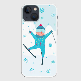 Чехол для iPhone 13 mini с принтом Лыжник ,  |  | extreme | ski | skiing | горнолыжное | горные лыжи | лыжник | фристайл | экстрим