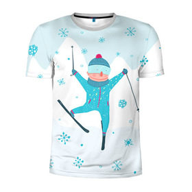 Мужская футболка 3D спортивная с принтом Лыжник , 100% полиэстер с улучшенными характеристиками | приталенный силуэт, круглая горловина, широкие плечи, сужается к линии бедра | extreme | ski | skiing | горнолыжное | горные лыжи | лыжник | фристайл | экстрим