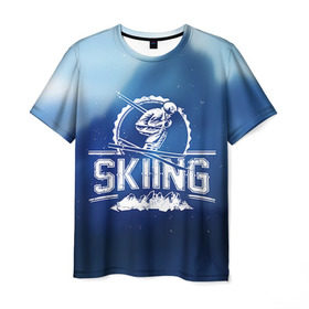 Мужская футболка 3D с принтом Лыжный спорт , 100% полиэфир | прямой крой, круглый вырез горловины, длина до линии бедер | extreme | ski | skiing | горнолыжное | горные лыжи | лыжник | фристайл | экстрим