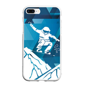 Чехол для iPhone 7Plus/8 Plus матовый с принтом Горы и сноубордист , Силикон | Область печати: задняя сторона чехла, без боковых панелей | extreme | snowboard | сноуборд | сноубордист | экстрим