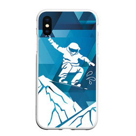 Чехол для iPhone XS Max матовый с принтом Горы и сноубордист , Силикон | Область печати: задняя сторона чехла, без боковых панелей | extreme | snowboard | сноуборд | сноубордист | экстрим