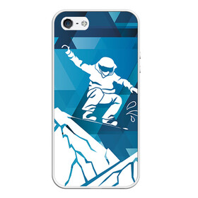 Чехол для iPhone 5/5S матовый с принтом Горы и сноубордист , Силикон | Область печати: задняя сторона чехла, без боковых панелей | extreme | snowboard | сноуборд | сноубордист | экстрим