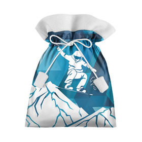 Подарочный 3D мешок с принтом Горы и сноубордист , 100% полиэстер | Размер: 29*39 см | extreme | snowboard | сноуборд | сноубордист | экстрим