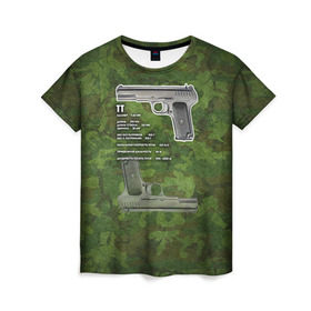 Женская футболка 3D с принтом ТТ , 100% полиэфир ( синтетическое хлопкоподобное полотно) | прямой крой, круглый вырез горловины, длина до линии бедер | оружие | пистолет | тт | ттх | тульский токарев