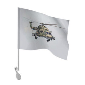 Флаг для автомобиля с принтом МИ 8 , 100% полиэстер | Размер: 30*21 см | авиация | армия | ввс | вертолет | военная техника | ми 8 | ударный