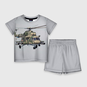 Детский костюм с шортами 3D с принтом МИ 8 ,  |  | авиация | армия | ввс | вертолет | военная техника | ми 8 | ударный