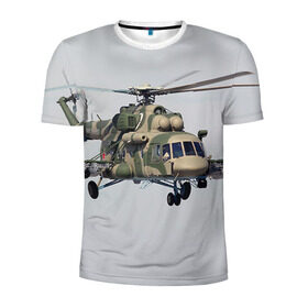Мужская футболка 3D спортивная с принтом МИ 8 , 100% полиэстер с улучшенными характеристиками | приталенный силуэт, круглая горловина, широкие плечи, сужается к линии бедра | Тематика изображения на принте: авиация | армия | ввс | вертолет | военная техника | ми 8 | ударный