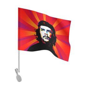 Флаг для автомобиля с принтом Че Гевара , 100% полиэстер | Размер: 30*21 см | Тематика изображения на принте: куба | поп арт | революционер | чегевара