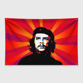 Флаг-баннер с принтом Че Гевара , 100% полиэстер | размер 67 х 109 см, плотность ткани — 95 г/м2; по краям флага есть четыре люверса для крепления | куба | поп арт | революционер | чегевара