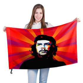 Флаг 3D с принтом Че Гевара , 100% полиэстер | плотность ткани — 95 г/м2, размер — 67 х 109 см. Принт наносится с одной стороны | куба | поп арт | революционер | чегевара